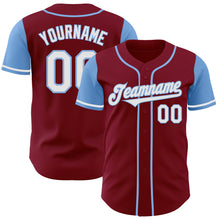 Load image into Gallery viewer, Custom Crimson White-Light Blue Authentic Two Tone Baseball Jersey