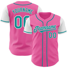Load image into Gallery viewer, Custom Pink Teal-White Authentic Two Tone Baseball Jersey