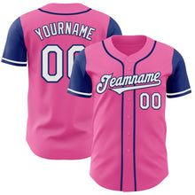 Load image into Gallery viewer, Custom Pink White-Royal Authentic Two Tone Baseball Jersey