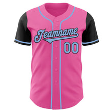 Load image into Gallery viewer, Custom Pink Light Blue-Black Authentic Two Tone Baseball Jersey