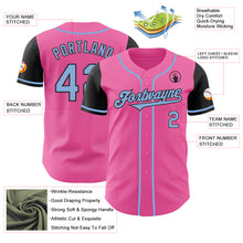 Load image into Gallery viewer, Custom Pink Light Blue-Black Authentic Two Tone Baseball Jersey