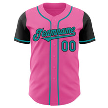 Load image into Gallery viewer, Custom Pink Teal-Black Authentic Two Tone Baseball Jersey