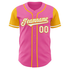 Load image into Gallery viewer, Custom Pink White-Gold Authentic Two Tone Baseball Jersey