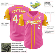Load image into Gallery viewer, Custom Pink White-Gold Authentic Two Tone Baseball Jersey