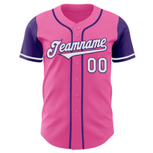 Load image into Gallery viewer, Custom Pink White-Purple Authentic Two Tone Baseball Jersey