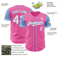 Load image into Gallery viewer, Custom Pink White-Light Blue Authentic Two Tone Baseball Jersey