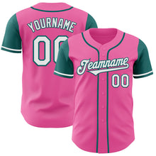 Load image into Gallery viewer, Custom Pink White-Teal Authentic Two Tone Baseball Jersey
