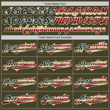 Load image into Gallery viewer, Custom Olive Vintage USA Flag Red-Cream Authentic Two Tone Salute To Service Baseball Jersey