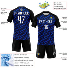 Load image into Gallery viewer, Custom Navy Thunder Blue-Black Geometric Shape Sublimation Volleyball Uniform Jersey