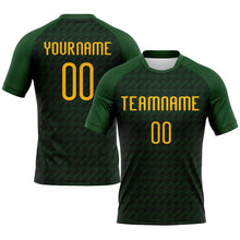 Load image into Gallery viewer, Custom Green Gold Geometric Shape Sublimation Volleyball Uniform Jersey
