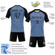 Load image into Gallery viewer, Custom Light Blue Black-White Geometric Shape Sublimation Volleyball Uniform Jersey
