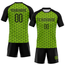 Load image into Gallery viewer, Custom Neon Green Black Geometric Shape Sublimation Volleyball Uniform Jersey