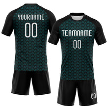 Load image into Gallery viewer, Custom Teal White-Black Geometric Shape Sublimation Volleyball Uniform Jersey