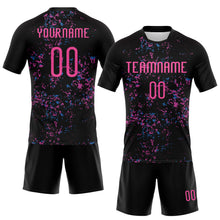 Load image into Gallery viewer, Custom Black Pink-Light Blue Abstract Fragment Art Sublimation Volleyball Uniform Jersey