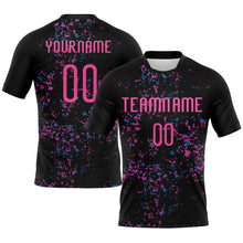 Load image into Gallery viewer, Custom Black Pink-Light Blue Abstract Fragment Art Sublimation Volleyball Uniform Jersey