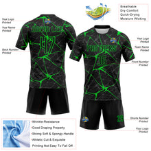 Load image into Gallery viewer, Custom Black Neon Green Abstract Network Sublimation Volleyball Uniform Jersey