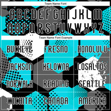 Load image into Gallery viewer, Custom Black Aqua-White Geometric Shape Sublimation Volleyball Uniform Jersey