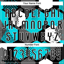 Load image into Gallery viewer, Custom Black Aqua-White Geometric Shape Sublimation Volleyball Uniform Jersey