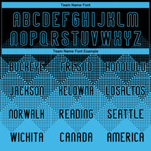 Load image into Gallery viewer, Custom Sky Blue Black Geometric Shape Sublimation Volleyball Uniform Jersey