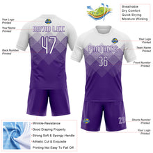 Load image into Gallery viewer, Custom Purple White Geometric Shape Sublimation Volleyball Uniform Jersey