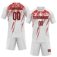 Load image into Gallery viewer, Custom White Red-Black Splash Sublimation Volleyball Uniform Jersey