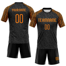 Load image into Gallery viewer, Custom Black Bay Orange Animal Print Sublimation Volleyball Uniform Jersey