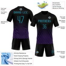 Load image into Gallery viewer, Custom Black Teal-Purple Geometric Shape Sublimation Volleyball Uniform Jersey