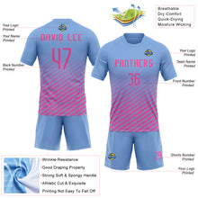 Load image into Gallery viewer, Custom Light Blue Pink Geometric Shape Sublimation Volleyball Uniform Jersey