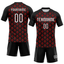 Load image into Gallery viewer, Custom Black White-Red Geometric Shape Sublimation Volleyball Uniform Jersey