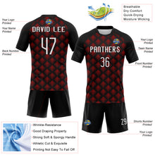 Load image into Gallery viewer, Custom Black White-Red Geometric Shape Sublimation Volleyball Uniform Jersey