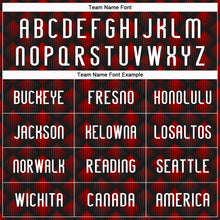 Load image into Gallery viewer, Custom Black White-Red Geometric Shape Sublimation Volleyball Uniform Jersey