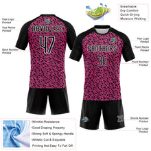 Load image into Gallery viewer, Custom Pink Black-White Geometric Shape Sublimation Volleyball Uniform Jersey