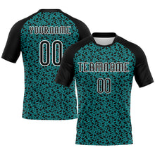 Load image into Gallery viewer, Custom Teal Black-White Geometric Shape Sublimation Volleyball Uniform Jersey