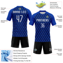 Load image into Gallery viewer, Custom Thunder Blue White-Black Geometric Shape Sublimation Volleyball Uniform Jersey