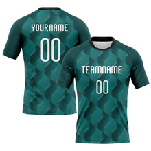 Load image into Gallery viewer, Custom Midnight Green White-Black Geometric Shape Sublimation Volleyball Uniform Jersey