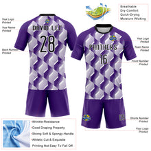Load image into Gallery viewer, Custom Purple Black-White Geometric Shape Sublimation Volleyball Uniform Jersey