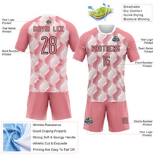 Load image into Gallery viewer, Custom Medium Pink Black-White Geometric Shape Sublimation Volleyball Uniform Jersey