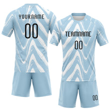 Load image into Gallery viewer, Custom Light Blue Black-White Fluid Sublimation Volleyball Uniform Jersey