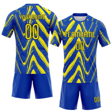 Load image into Gallery viewer, Custom Thunder Blue Light Yellow-Black Fluid Sublimation Volleyball Uniform Jersey