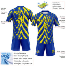 Load image into Gallery viewer, Custom Thunder Blue Light Yellow-Black Fluid Sublimation Volleyball Uniform Jersey