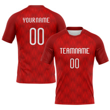 Load image into Gallery viewer, Custom Red White Geometric Shape Sublimation Volleyball Uniform Jersey