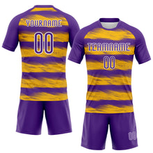Load image into Gallery viewer, Custom Purple Yellow-White Abstract Lines Sublimation Volleyball Uniform Jersey