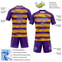 Load image into Gallery viewer, Custom Purple Yellow-White Abstract Lines Sublimation Volleyball Uniform Jersey