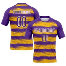 Load image into Gallery viewer, Custom Purple Yellow-White Abstract Lines Sublimation Volleyball Uniform Jersey
