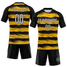 Load image into Gallery viewer, Custom Black White-Yellow Abstract Lines Sublimation Volleyball Uniform Jersey