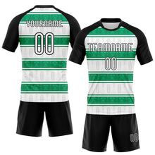 Load image into Gallery viewer, Custom White Black-Kelly Green Abstract Shape Sublimation Volleyball Uniform Jersey