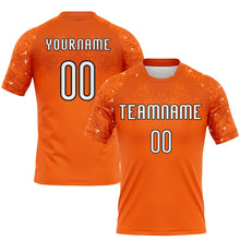 Load image into Gallery viewer, Custom Orange White-Black Abstract Shape Sublimation Volleyball Uniform Jersey