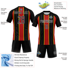 Load image into Gallery viewer, Custom Black Red-Light Yellow Lines Sublimation Volleyball Uniform Jersey