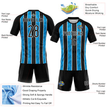 Load image into Gallery viewer, Custom Black Light Blue-White Lines Sublimation Volleyball Uniform Jersey