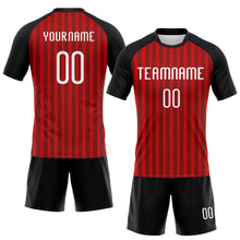 Load image into Gallery viewer, Custom Red White-Black Lines Sublimation Volleyball Uniform Jersey